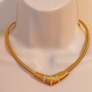 Vintage 80s Trifari Gold Collar Necklace Choker
